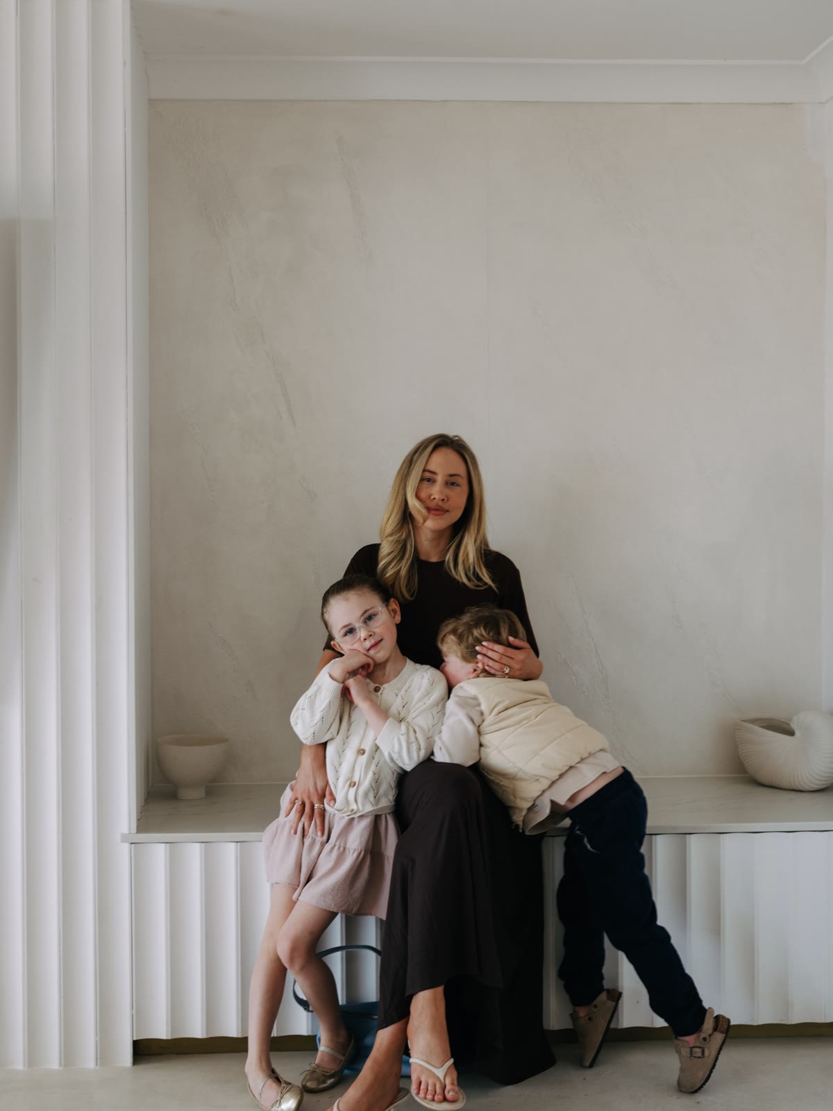 Amy Hembrow at home with her two children